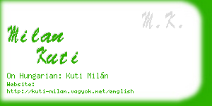 milan kuti business card